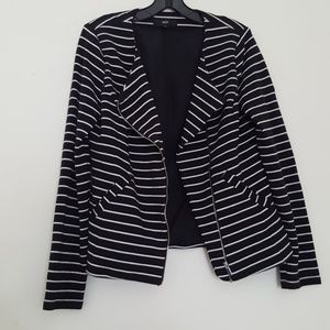 Black and White Striped Moto Jacket